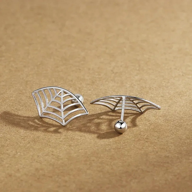 Gothic Spider Web Earring, Punk Tattoo Stud Earring for Halloween Witchy Silver Earring Jewelry Gifts - Charlie Dolly