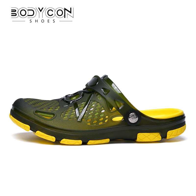 Summer Men Hollow Casual Breathable Slippers Outdoor Sports Beach Shoes Garden Light Weight EVA Double Color Jelly Flip Sandals - Charlie Dolly
