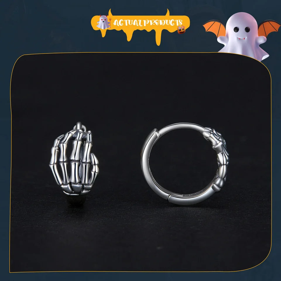 BISAER 925 Sterling Silver Mini Pumpkin Luminous Stud Earrings Enamel Ear Clip For Girl Halloween Party Original Fine Jewelry - Charlie Dolly