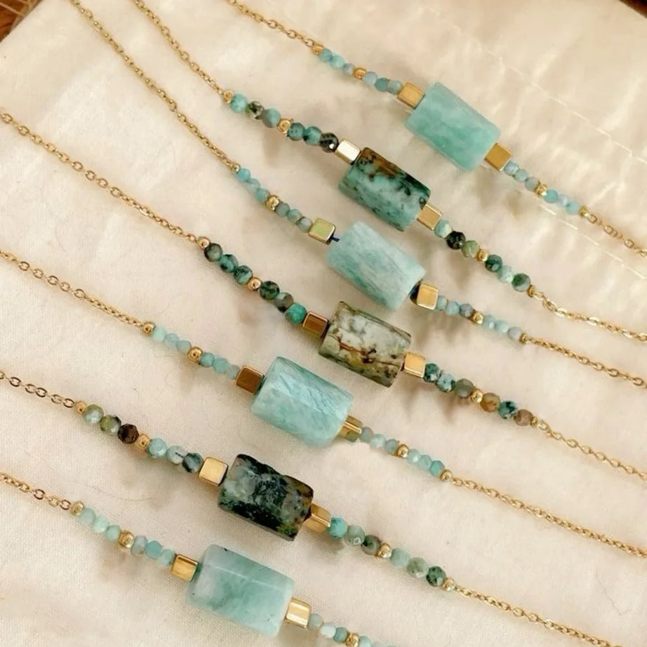 Natural Turquoise & Amazonite Boho Bracelet