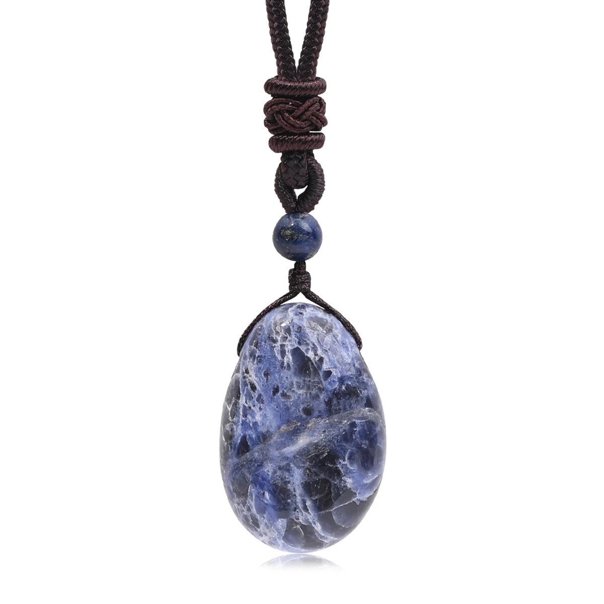 Casual Simple Natural Water Droplet Pendant Necklace Amethyst Opal Obsidian Red Agate Pendant Adjustable Cord Chain Necklace
