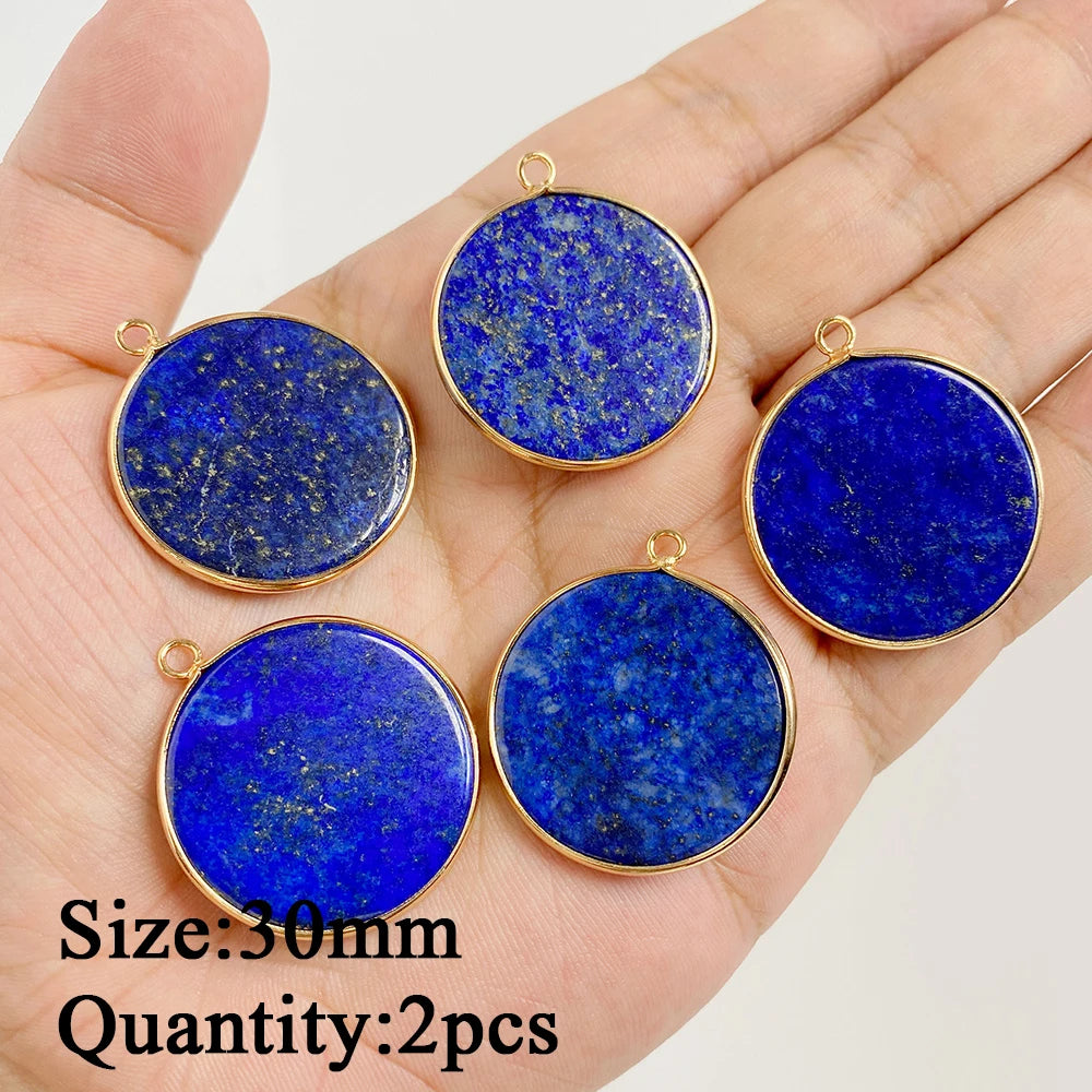 Natural Lapis Lazuli Pendant Blue Heart Square Oval Bullet Stone Charms For Jewelry Making Necklace Earrings Bracelet DIY 2PCS