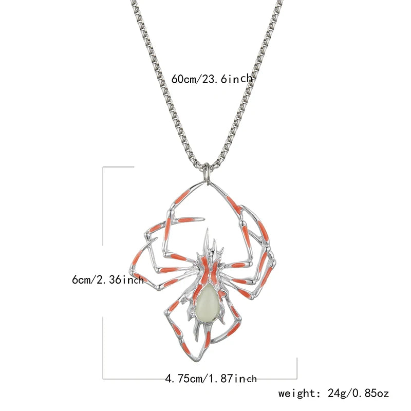 Gothic Halloween Spider Glowing Pendant Necklace for Women Men Fashion Luminous Jewelry Neck Chain Choker Party Gift Collar - Charlie Dolly