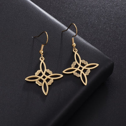 Silver Color Witch Knot Necklace for Women Stainless Steel Choker Necklaces Vintage Amulet Protection Supernatural Jewelry Sets