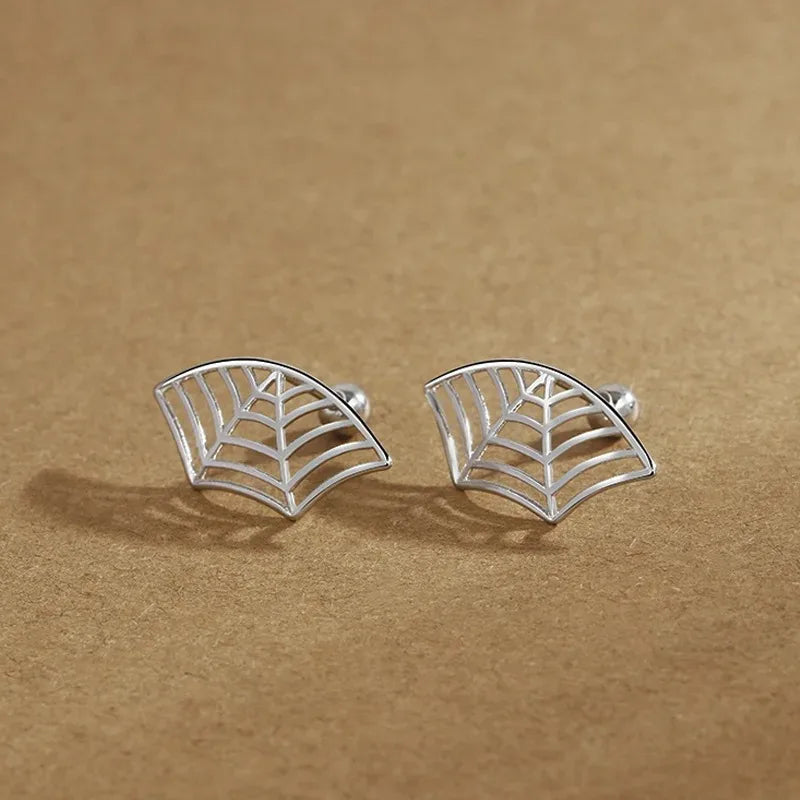 Gothic Spider Web Earring, Punk Tattoo Stud Earring for Halloween Witchy Silver Earring Jewelry Gifts - Charlie Dolly