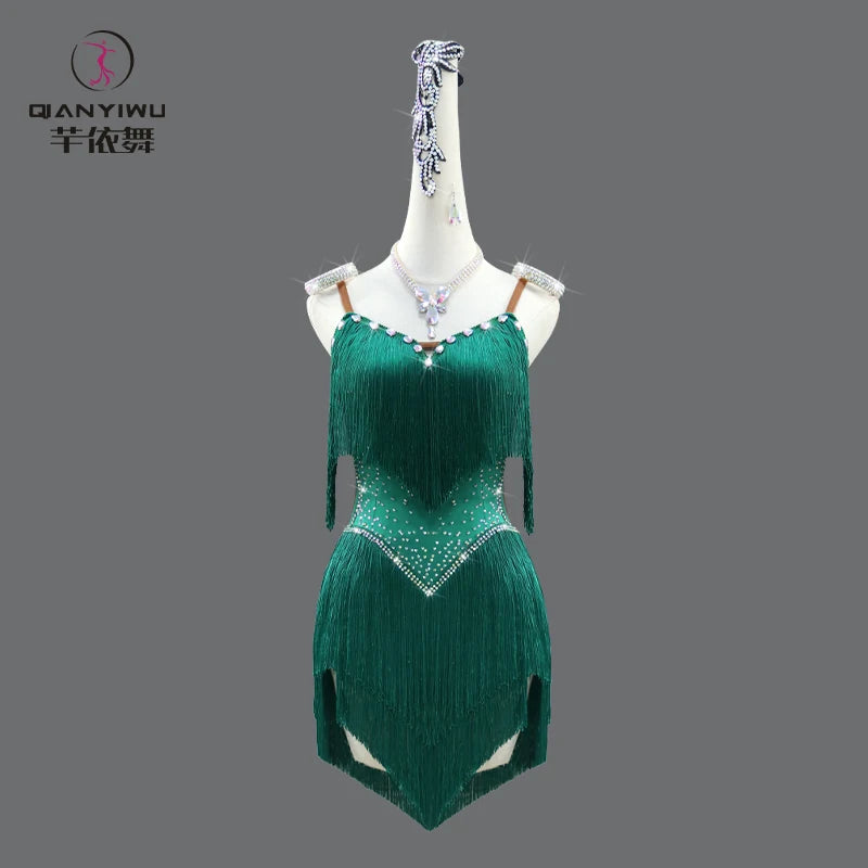 Sexy Latin Dress Women Elegant Dancewear Line Dance Practice Clothes Prom Sport Suit Ballroom Stage Outfit Parties Party Costume - Charlie Dolly
