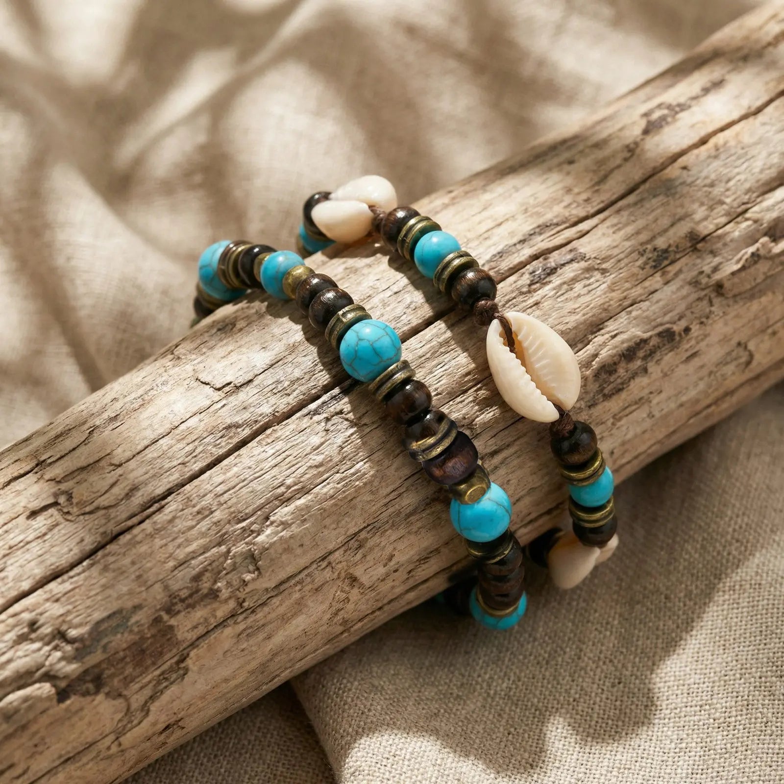 Casual Boho Summer Anklet Set for Men,Cowrie Shell Coconut Wood Beads Anklets,Summer Beach Surfer Jewelry Gift