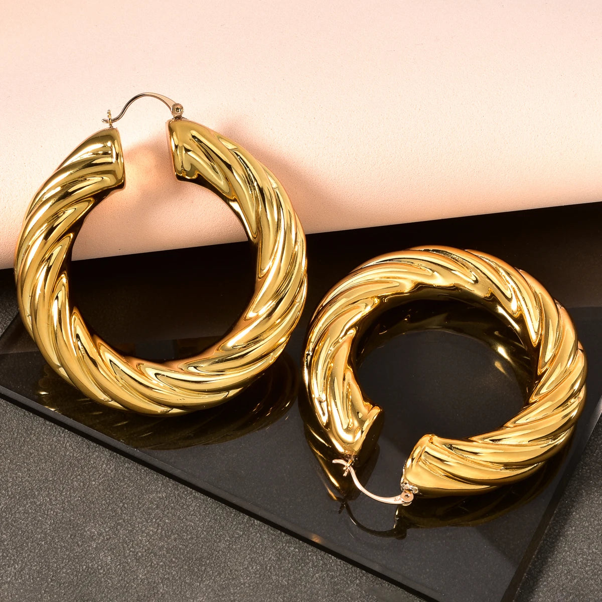 Large Gold Hoop Earrings for Women 18K Gold Plated Circle Boho Statement Jewelry Gift Wedding Anniversary Birthday Party