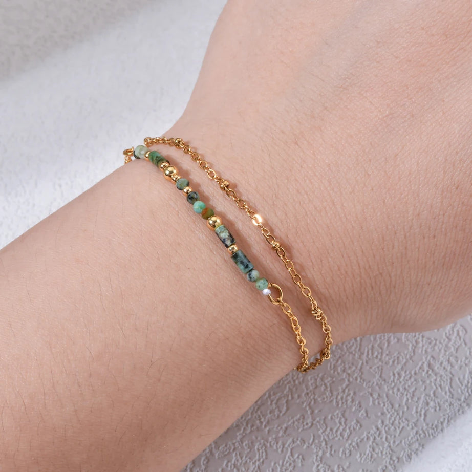 Gold Lapis Lazuli & Turquoise Chain Bracelet