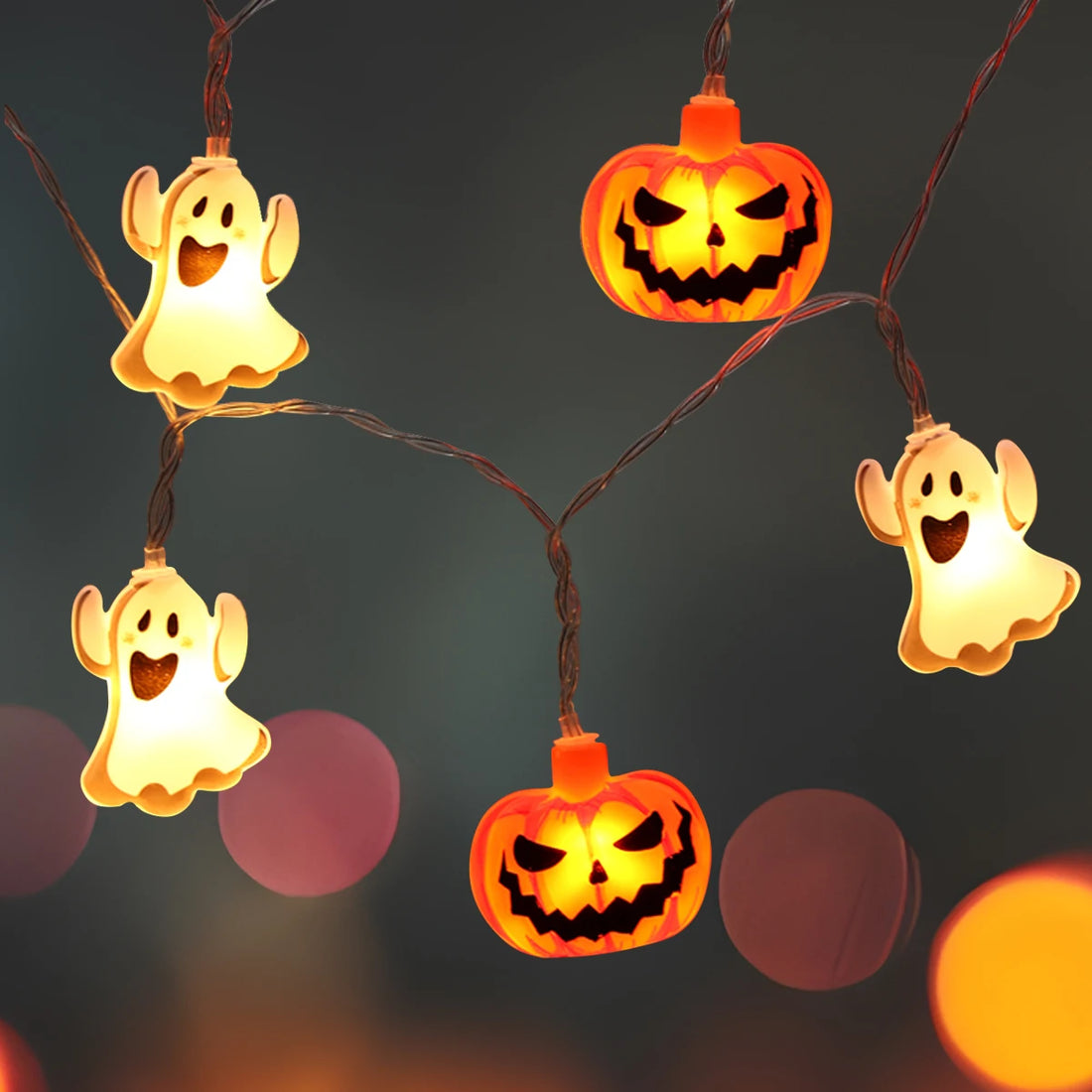 1.5m 10LED Halloween Pumpkin Ghost String Light Happy Halloween Party Decoration For Home 2024 Scary Horror House Party Supplies - Charlie Dolly
