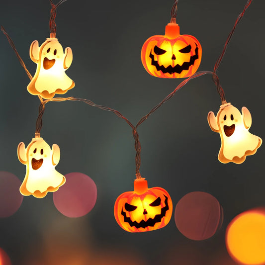 1.5m 10LED Halloween Pumpkin Ghost String Light Happy Halloween Party Decoration For Home 2024 Scary Horror House Party Supplies