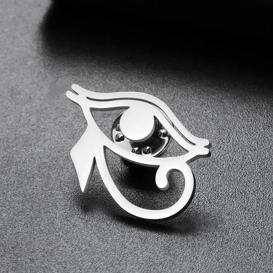 Eye of Horus Brooch Pin, Ancient Egyptian Protection Amulet Stainless Steel