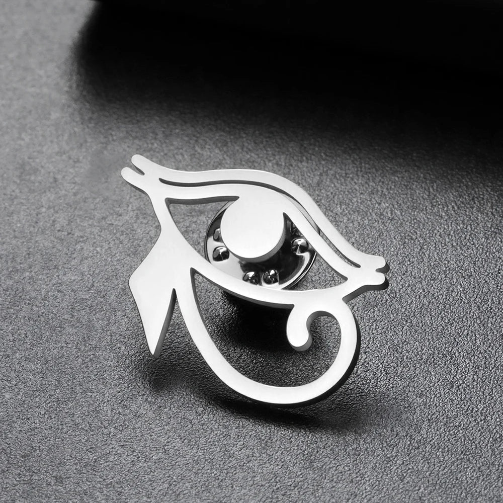 Dawapara Ancient Egyptian Eye Symbol Pin Eye of Horus Brooch Spiritual Jewelry Protection Amulet Stainless Steel Accessory