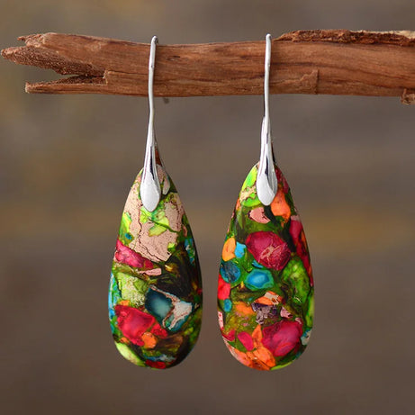 Natural Stone Geometric Pendant Earrings