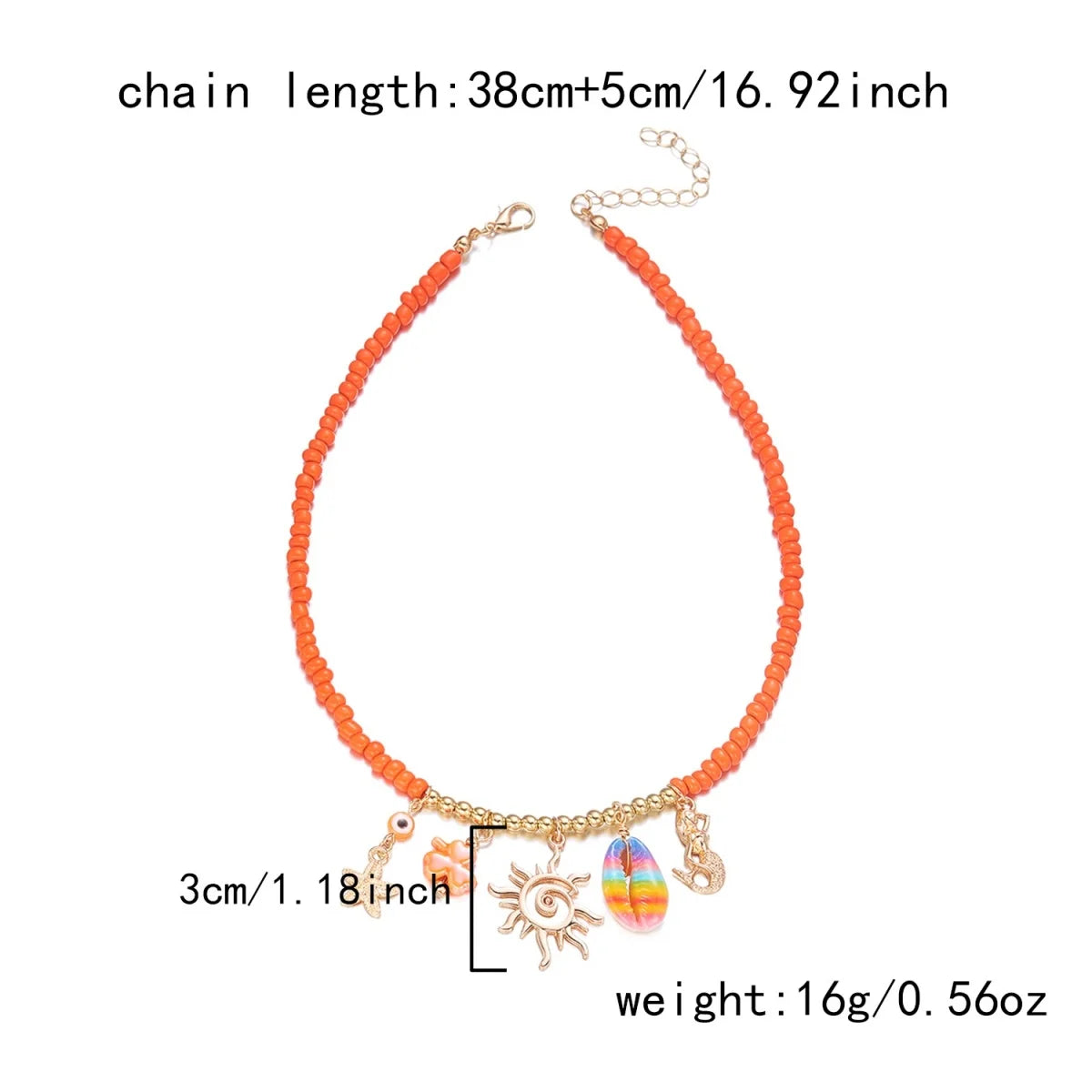 Summer Rice Beads Resin Coral Shell Pendant Necklace For Women Men Boho Summer Conch Choker Vacation Party Fashion Jewelry Gifts