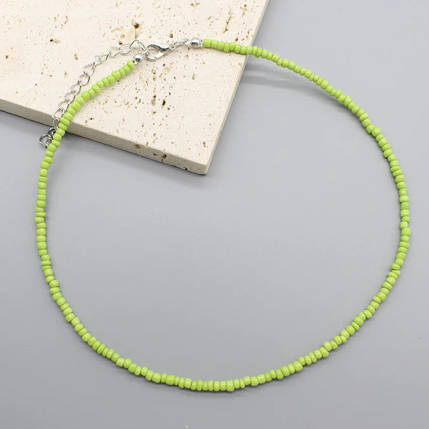 Simple Seed Beads Choker  Women Korean Fashion Charm Colorful Handmade Boho Collar Chain Neck Necklace Femme Jewelry  Gift