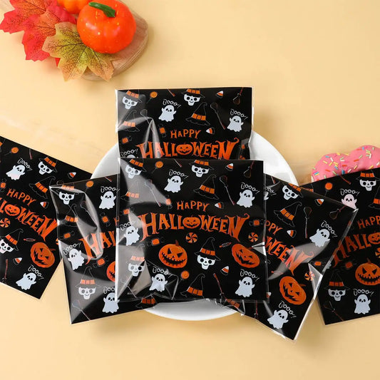 50PCS Halloween Candy Bags Halloween Party Decorations For Home 2024 Packaging Bag Pumpkin Party Ghost Halloween Decor Supplies