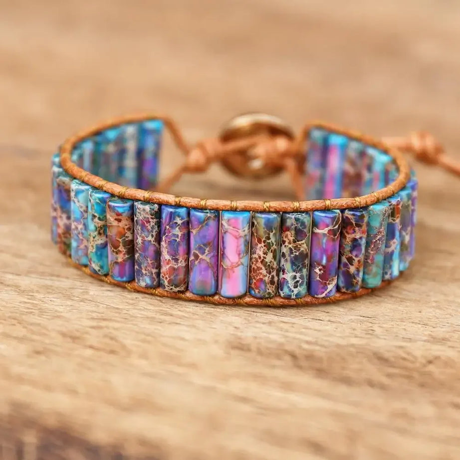 Amazonite Natural Stone Leather Wrap Bracelet