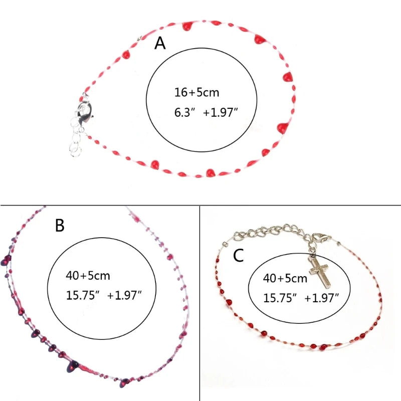 Blood Drop Jewelry Blood Drop Bracelet/Necklace Chain Necklaces/Bracelets Alloy Material Halloween Jewelry for Man Woman F19D - Charlie Dolly