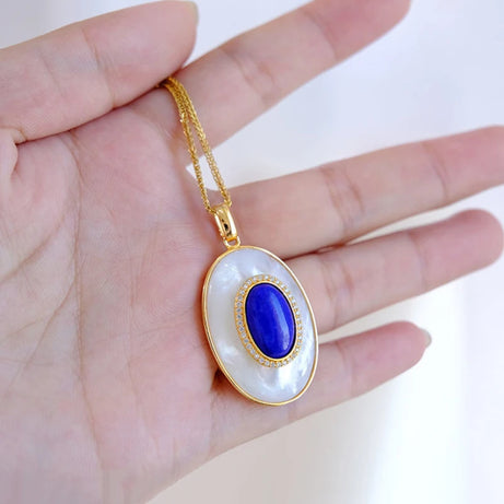 Designer new artificial fritillary lapis lazuli necklace vintage pearl earrings for women high quality silver jewelry sets - Charlie Dolly