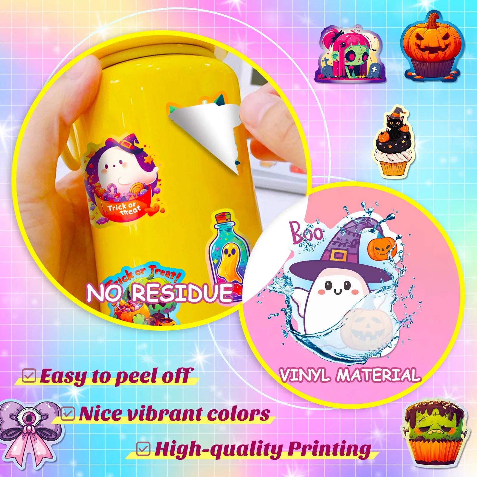 50pcs Halloween Pumpkin Bat Castle Graffiti Sticker DIY Laptops Water Bottles Phones Decorative Stickers Perfect Gift for Kids - Charlie Dolly