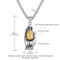 U7 Men Women Buddha Necklace Hand Palms Pendant Necklaces Stainless Steel Trendy Belief Jewelry  Wholesale P1163 - Charlie Dolly