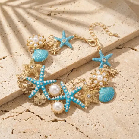 Exaggerated Coral, Starfish and Scallop Ocean Necklace, Bracelet or Earring