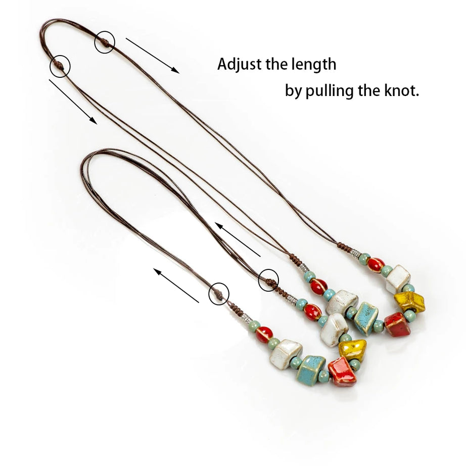 Distressed Irregular Ceramic Bead Necklace Jewelry
