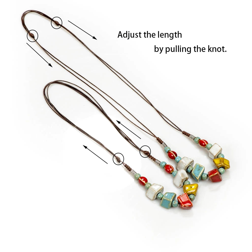 Distressed Irregular Ceramic Bead Necklace Jewelry