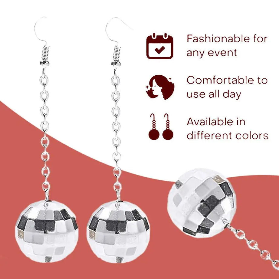 Mirror Disco Ball Drop Earrings Jewelry
