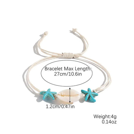 Blue Starfish and Sea Turtle Beaded Friendship Bracelet