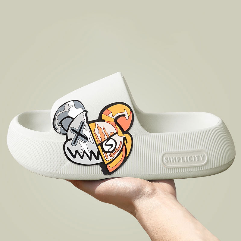 Mo Dou 2023 New Summer Slippers Cute Dog Sticker Thick Sole Soft Women Sandals Bathroom Beach Indoor Outdoor Men Slides Cool - Charlie Dolly