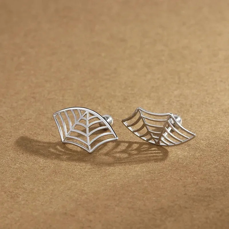 Gothic Spider Web Earring, Punk Tattoo Stud Earring for Halloween Witchy Silver Earring Jewelry Gifts - Charlie Dolly