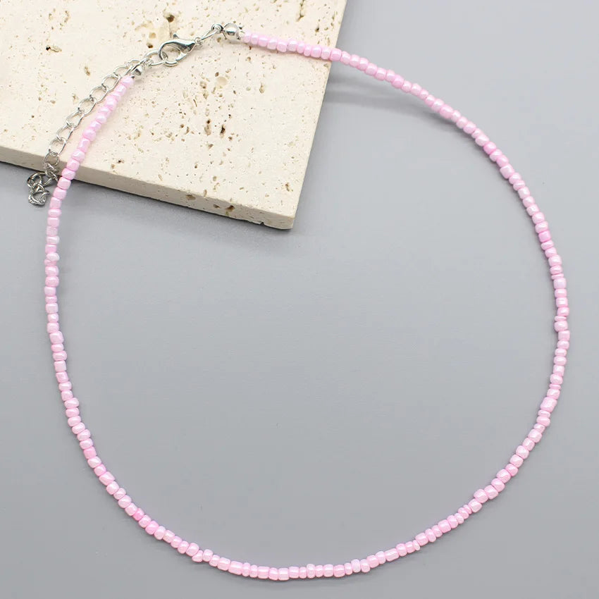Simple Seed Beads Choker  Women Korean Fashion Charm Colorful Handmade Boho Collar Chain Neck Necklace Femme Jewelry  Gift