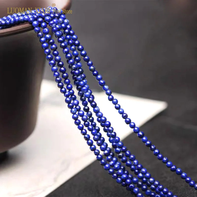 2 3 4MM Natural Lapis Lazuli Stone Beads Smooth Loose Round Small Beads for Jewelry Making DIY Bracelet Earrings Accessories - Charlie Dolly