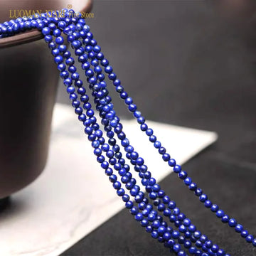 2 3 4MM Natural Lapis Lazuli Stone Beads Smooth Loose Round Small Beads for Jewelry Making DIY Bracelet Earrings Accessories