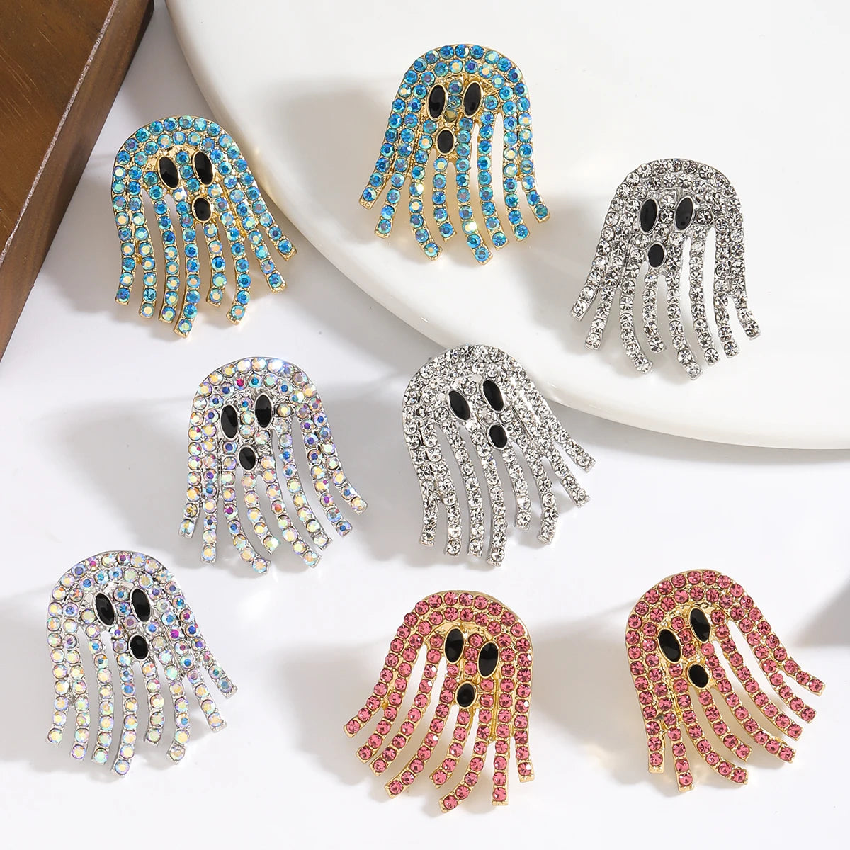 Vedawas Halloween Boho Handmade Rhinestone Ghost Earrings,Cute Elegant Festival Party Holiday Women Accessories - Charlie Dolly