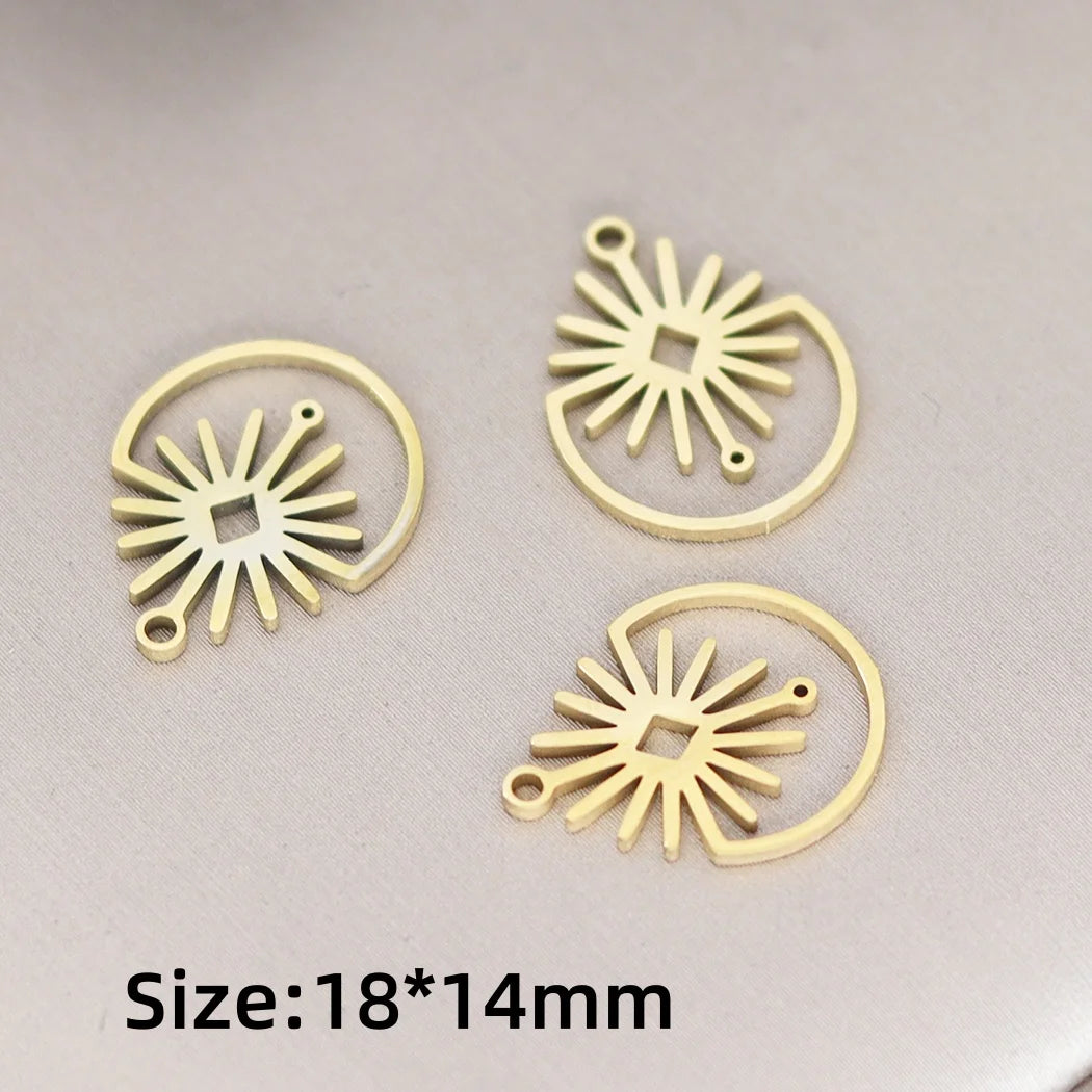 3pcs Stainless Steel Gothic Sun Cross Sword DIY Charms Tassels Star Lotus Flower Earrings Necklace Jewelry Making Amulet Pendant