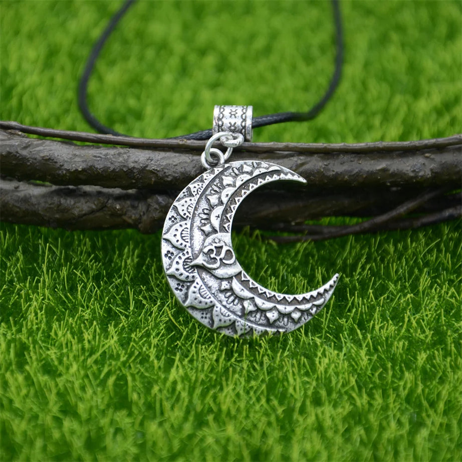 Wiccan Sun Moon Star Mandala Lotus Amulet Necklace, Sacred Witchy Talisman