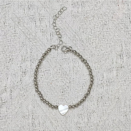 Heart Shell CCB Bead Pendant Boho Bracelet