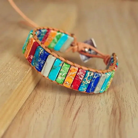 Amazonite Natural Stone Leather Wrap Bracelet