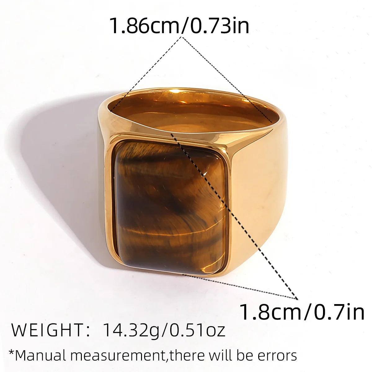 Creative Gold Plated Stainless Steel Rings for Women Simple Geometric Natural tiger Stone Finger Ring Boho Vintage Jewelry Gift