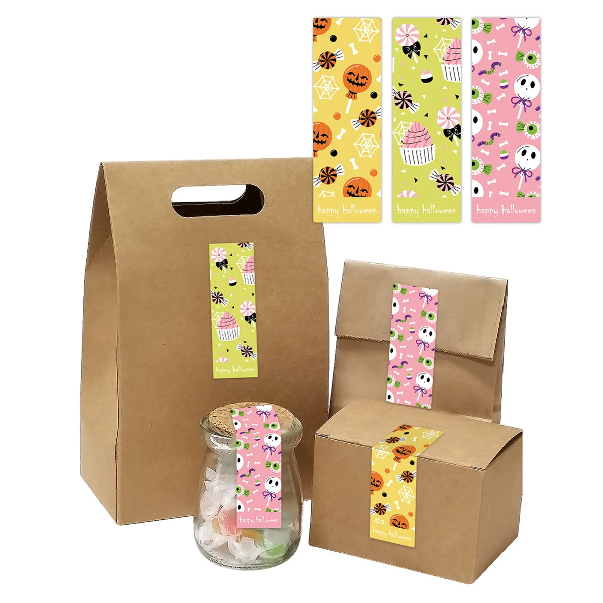 90pcs Halloween Gift Wrap Sealing Stickers,Pumpkin Ghost Design Gift Box Sealing Labels Sticker Halloween Candy Party Supplies - Charlie Dolly