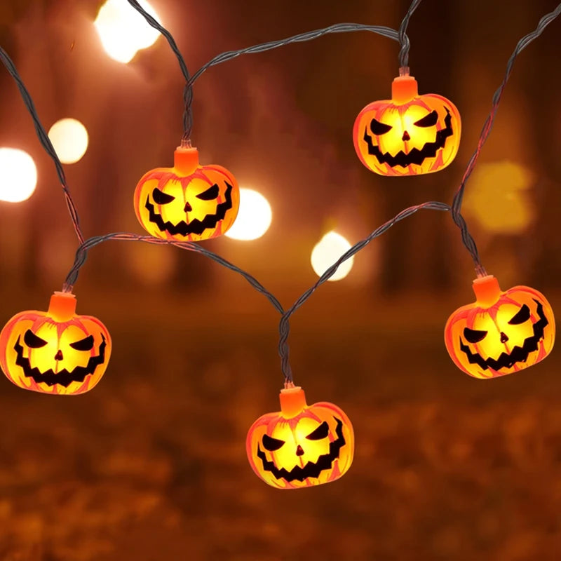 1.5m 10LED Halloween Pumpkin Ghost String Light Happy Halloween Party Decoration For Home 2024 Scary Horror House Party Supplies - Charlie Dolly