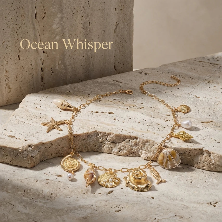 Conch Shell Fish Layered Pendant Necklace Jewelry