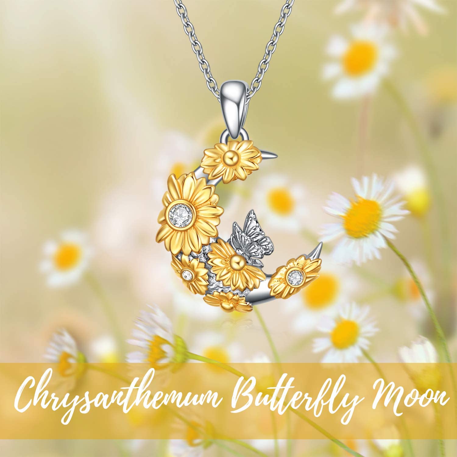 Rose Valley Sunflower Pendant Necklace for Women Moon Pendants Fashion Jewelry Girls Gifts YN049 - Charlie Dolly