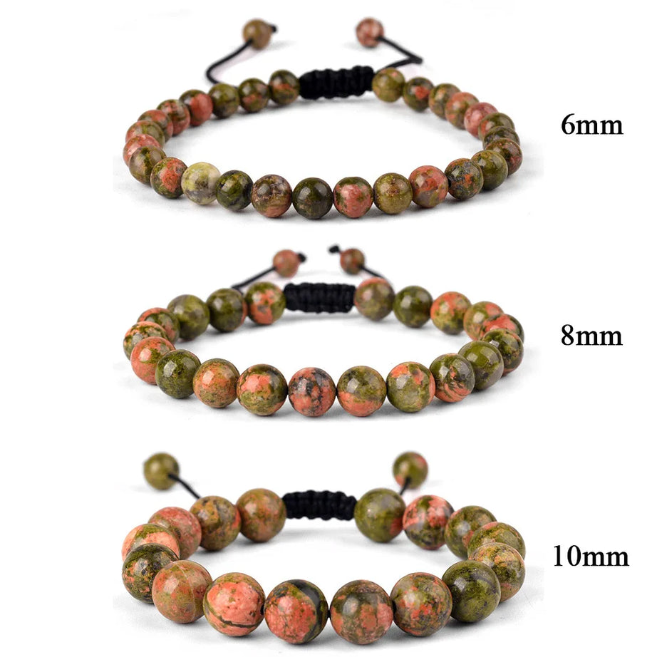 Natural Stone Beaded Bracelet — Tiger Eye, Agate & Lava