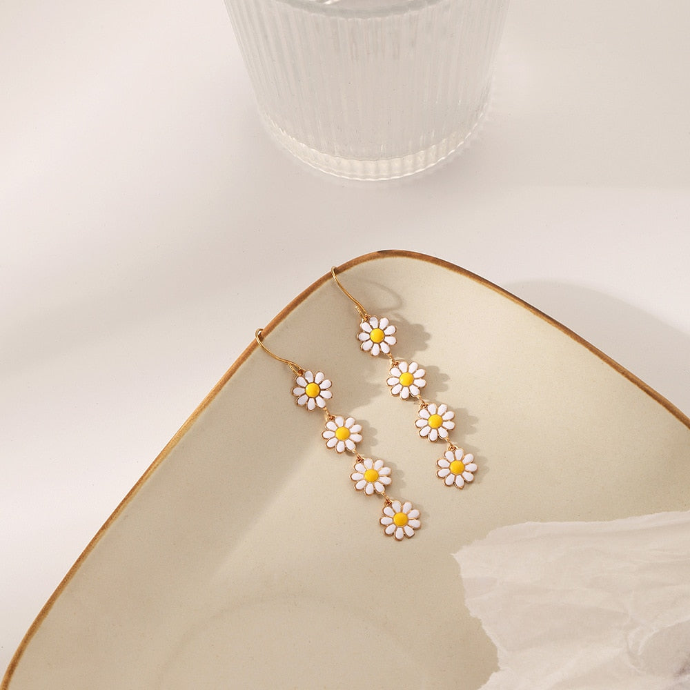 Cute Daisy Flower Drop Earrings For Women  Trend Colorful Sweet Sunflower Long Tassel Earrings Girls Party Jewelry Gift - Charlie Dolly