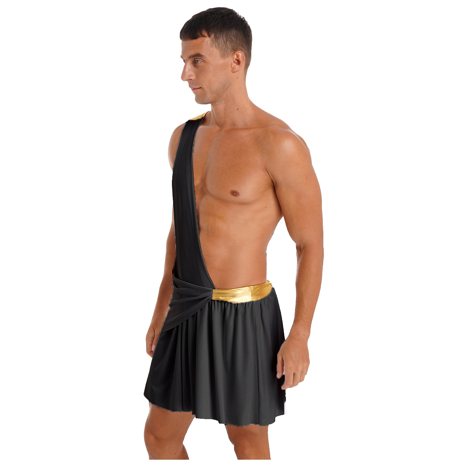Men's  Ancient Greek God Halloween Party Costume Cosplay One Shoulder Strap Skirts Knight Warrior Theatrical Performance Outfit - Charlie Dolly