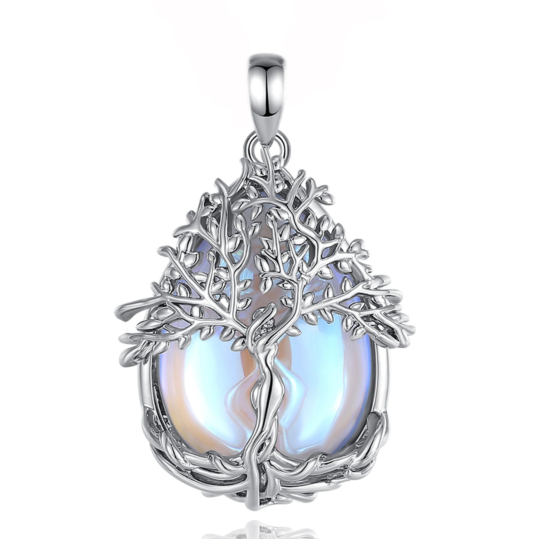 Tree of Life Multi-Crystal Pendant Necklace, Obsidian Amethyst Turquoise Healing Amulet